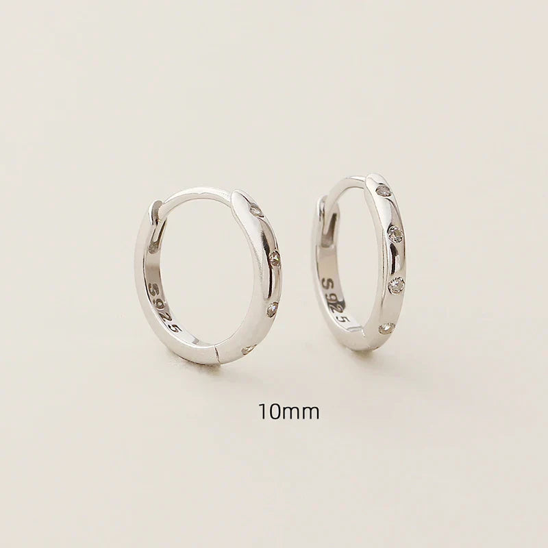 925 Sterling Silver Fashion Simple Piercing Ear Closure Statement Stacked Ear Hoop Earrings for Women Huggies Jewelry