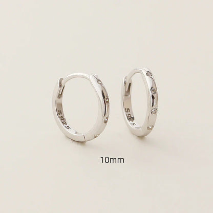 925 Sterling Silver Fashion Simple Piercing Ear Closure Statement Stacked Ear Hoop Earrings for Women Huggies Jewelry