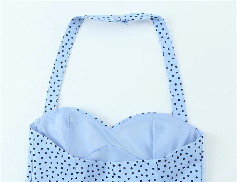 Women's Top 2026 Summer New Style Solid Color Polka Dot Decor Halter Neck Sexy Top Vacation Style Fashionable and Unique