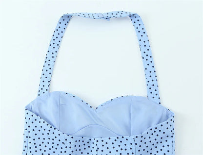 Women's Top 2026 Summer New Style Solid Color Polka Dot Decor Halter Neck Sexy Top Vacation Style Fashionable and Unique
