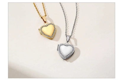 Light Heart Locket Pendants for Women Men Openable Photo Frame Glossy Stainless Steel Necklaces Family Love Collar