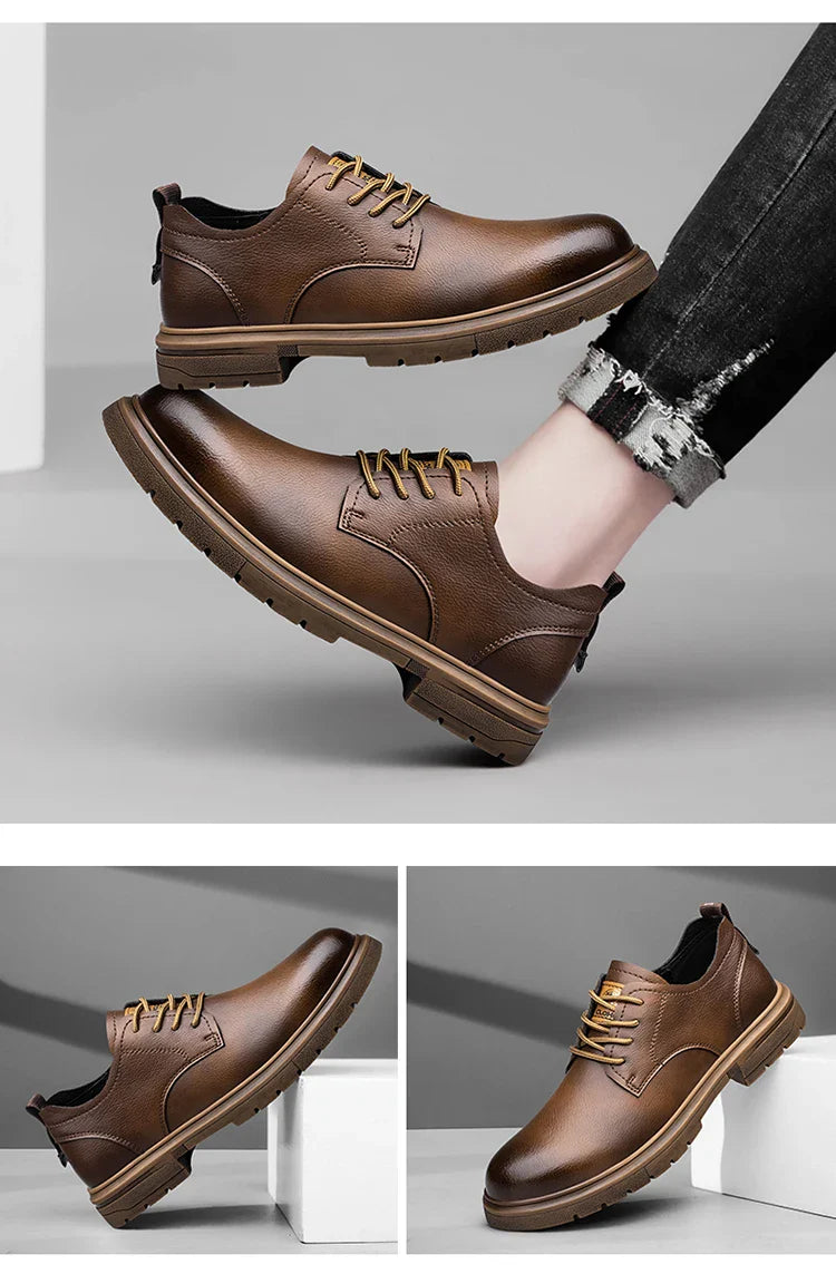handmade men's shoes business casual leather shoes breathable soft sole comfortable classic lace-up men's shoes