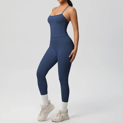 2PCS Yoga Set Nude Feeling Workout Sets Women Tracksuit Gym Push Up Fitness Running Workout Sportwear Sport Bra Leggings Suit