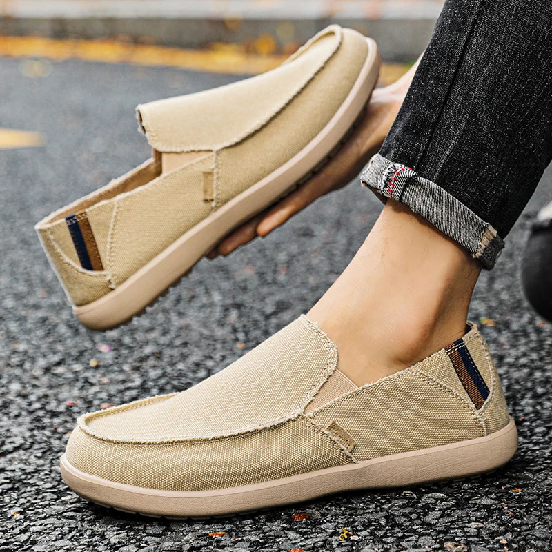 Large Size Canvas Shoes Men's Slip-On Loafers Casual Breathable Independent Station Cross-Border Shoes Adult Low Heel Rubber