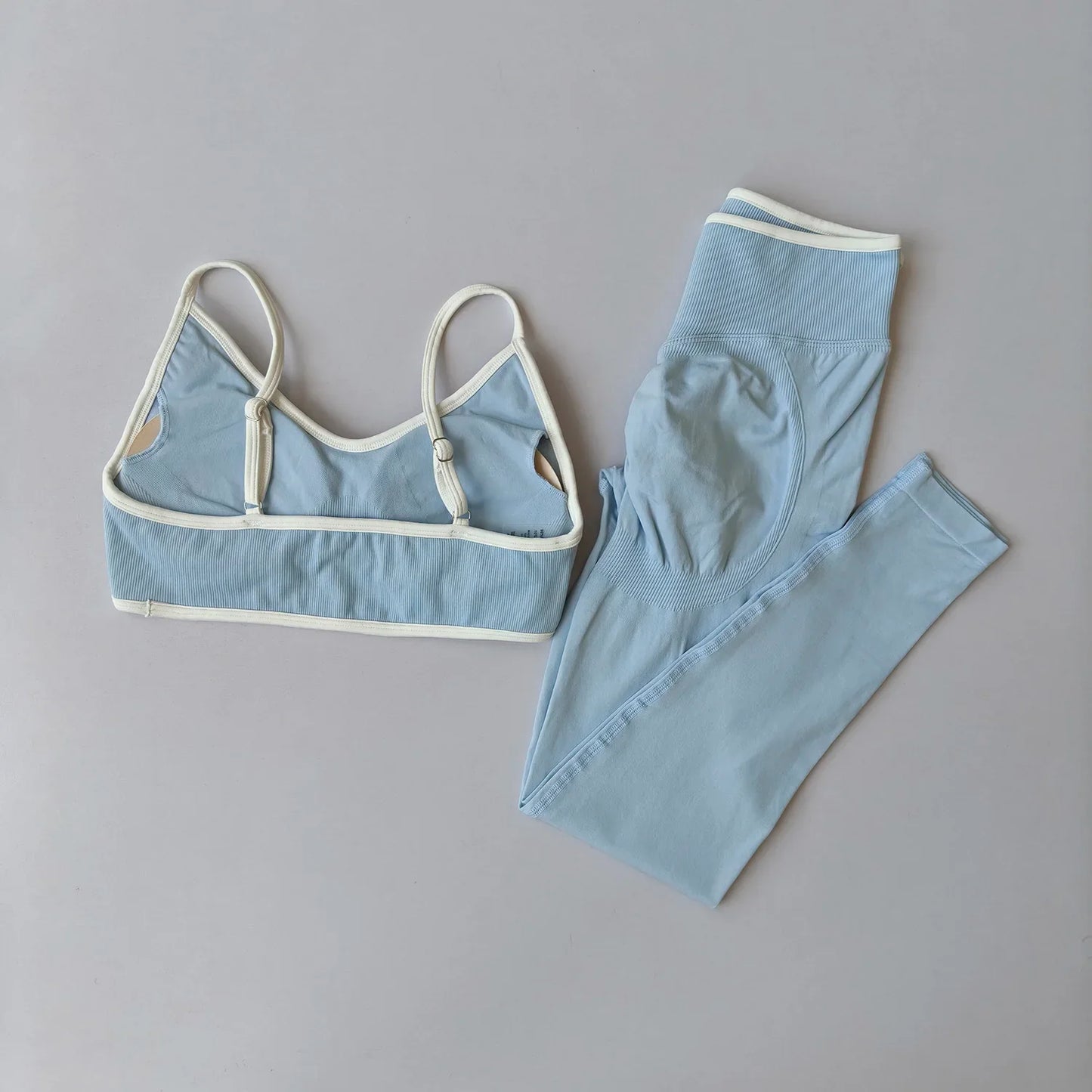 Women 2pcs Sport Sets Gym Push Up Yoga Pants Hollow Back Fitness Bras Workout High Waist Leggings Seamless Tights  Gym Set Suit