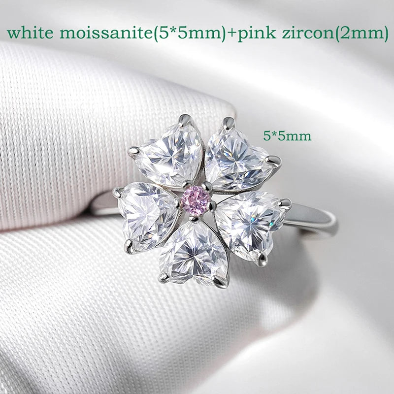 14K Plated 6 Gems Moissanite Rings for Women Luxury Wedding Lab Diamond Pure 925 Silver Band Fine Jewelry Female Ring GRA