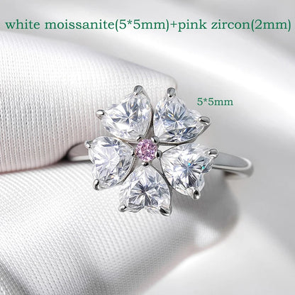 14K Plated 6 Gems Moissanite Rings for Women Luxury Wedding Lab Diamond Pure 925 Silver Band Fine Jewelry Female Ring GRA