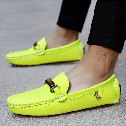 Shoes Men Handmade PU Leather Loafer Casual Driving Flats Slip-on Shoes Luxury Comfy Moccasins White Loafers Shoes for Men