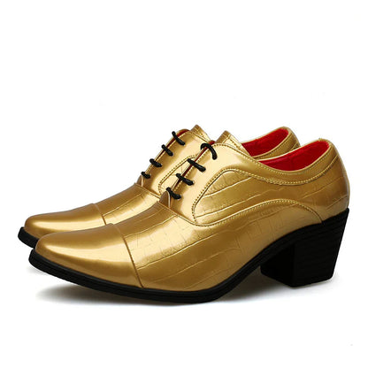 Red High Heels Shoes Man Dress Shoes Luxury Elegant Men's Leather Shoes Big Size 38-46 Pointed Toe Italian Wedding Shoes For Man