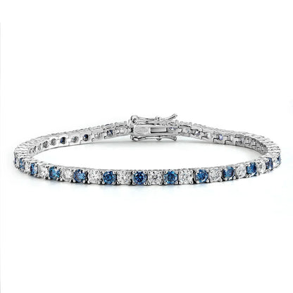 Blue Moissanite Tennis Bracelets for Women Man 3mm 4mm Lab Grow Diamond with Certificate 925 Silver Plated 18k Bracelet