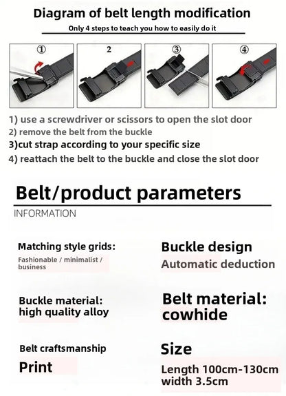 Cowhide and leather men's belt, fashionable casual luxury brand jeans belt, multifunctional design men's belt