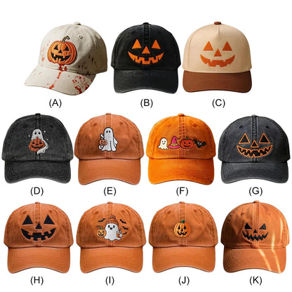 Halloween Unisex Baseball Hat for Women Men Pumpkin Embroidery Baseball Cap for Outdoor Activities Like Hiking Fishing