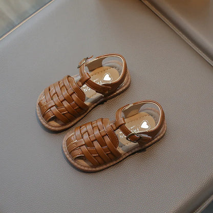 Kids Sandals 2026 Summer Sandals for Boy Fashion Children Cut-Outs Beach Shoes Braided Style Causal Walking Flat Sandals