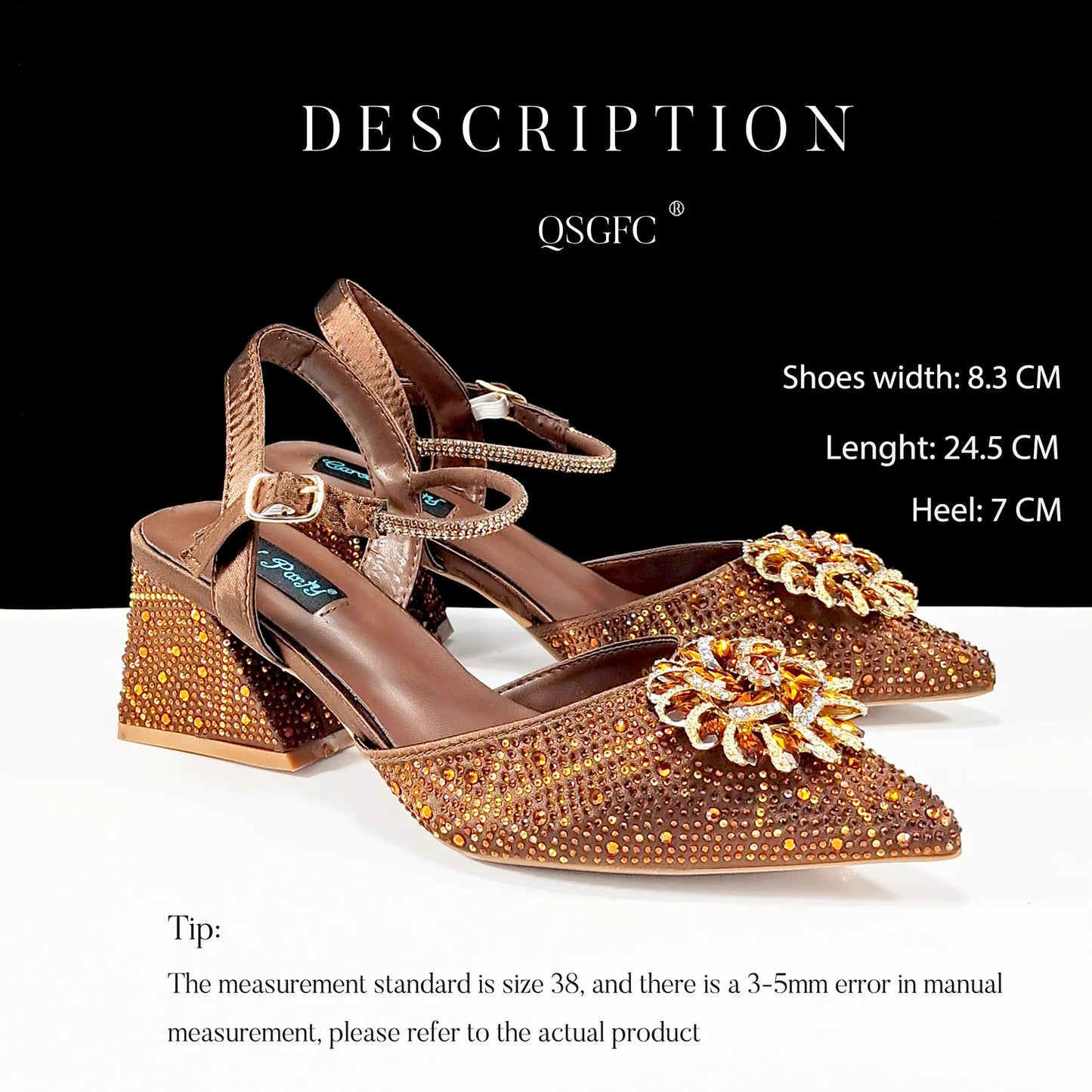 Ladies Elegant Pointed Toe Shoes with shiny Metal Stand Bag Women Party Shoes or Commuting Shoes and Bag Set