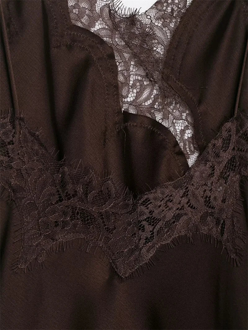 Soft Womens Satin Lace Trim Asymmetrical Top Y2k Irregular Hem Tanks Vest Top V Neck Coquette Going Out Camis Tops Streetwear