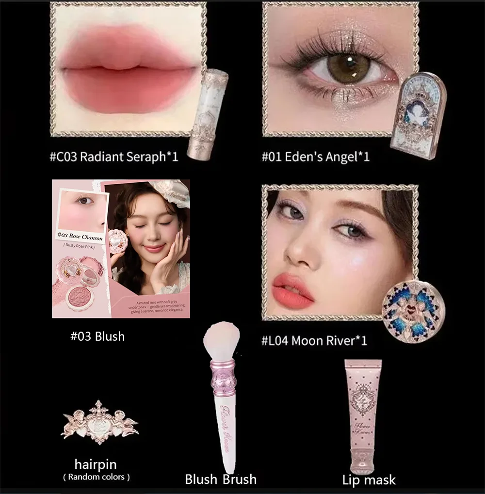 Little Angel Collection Makeup Gift Box Eyeshadow Blush Cream Matte Lipstick Highlighter Full Kit All In One