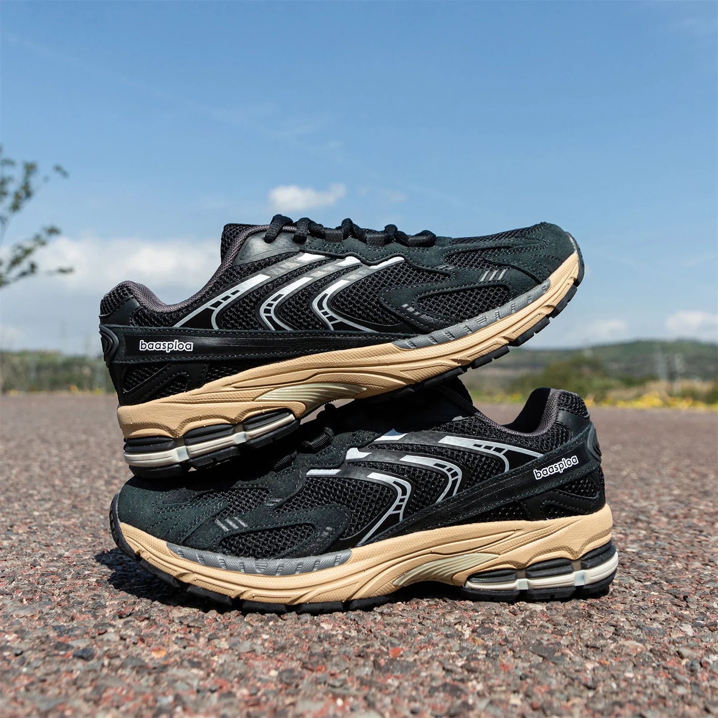 Bassploa Tênis Masculino de Corrida, Moda, Leve, Malha Respirável, Esportivo, Casual, Antiderrapante, para Caminhada