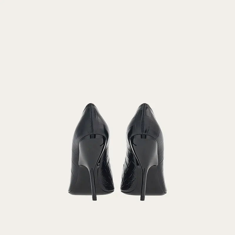 Brand Fashion Show Silvery 9cm High Heel Spring Autumn New Irregular Heels Black Red Pointed Sexy Women's Single Shoes Size 43