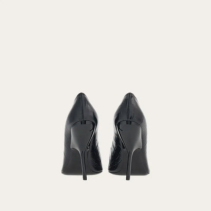 Brand Fashion Show Silvery 9cm High Heel Spring Autumn New Irregular Heels Black Red Pointed Sexy Women's Single Shoes Size 43