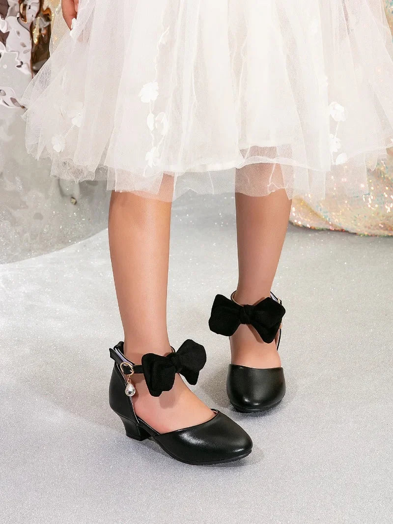 Girl Princess Dress Sandals Summer New Versatile Kids Fashion High Heels Shoes Sweet Bowknot Versatile Children Causal Sandals