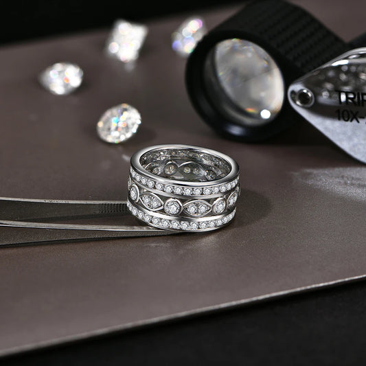 Luxury Full Moissanite Rings for Women D Color VVS1 Lab Diamond Band S925 Silver Engagement Wedding Jewelry Party Gift