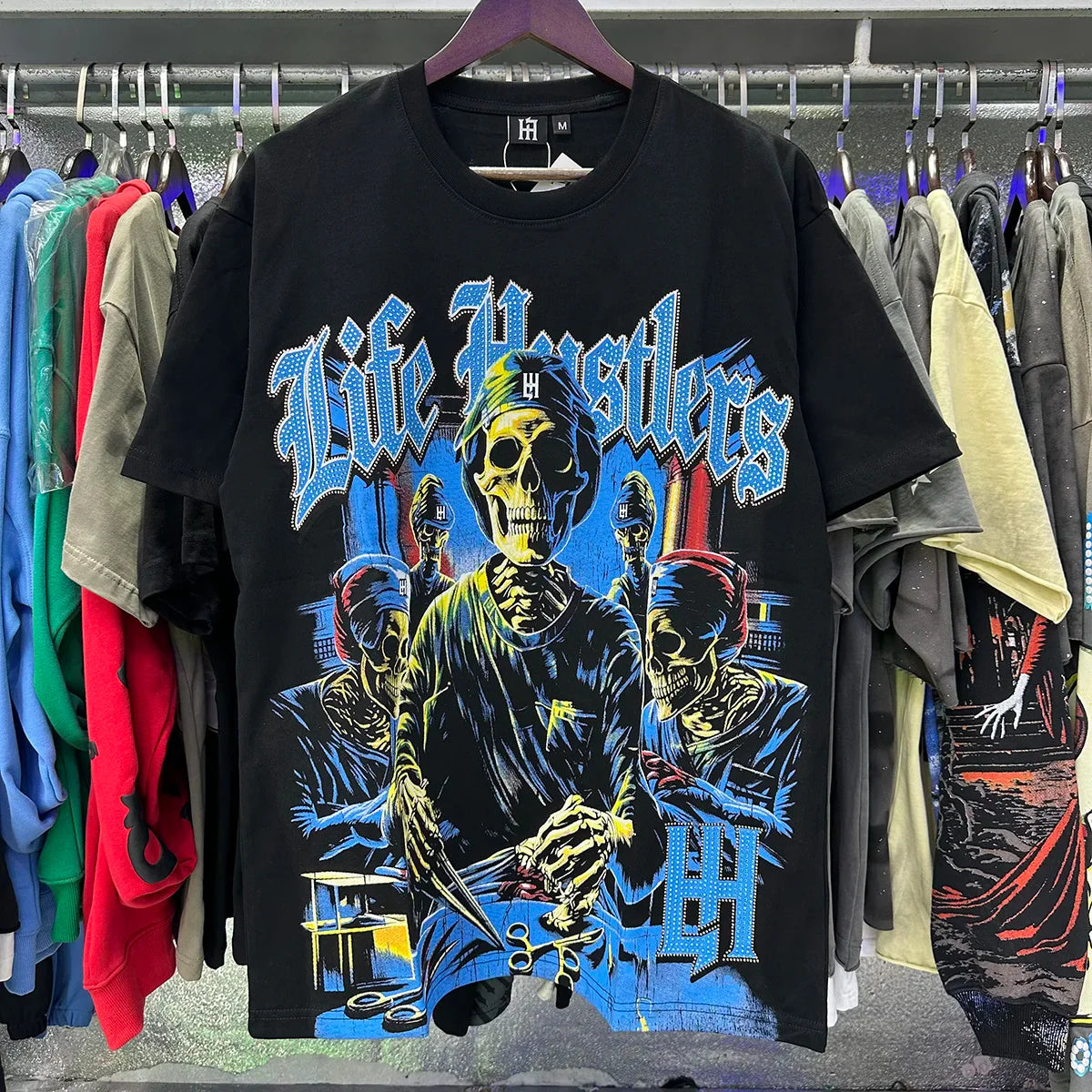 Masked Angel Shooting Arrows Diamond Cotton Short Sleeve Tshirts for Men and Women Crew Neck Loose Summer T-shirt Oversized Tees