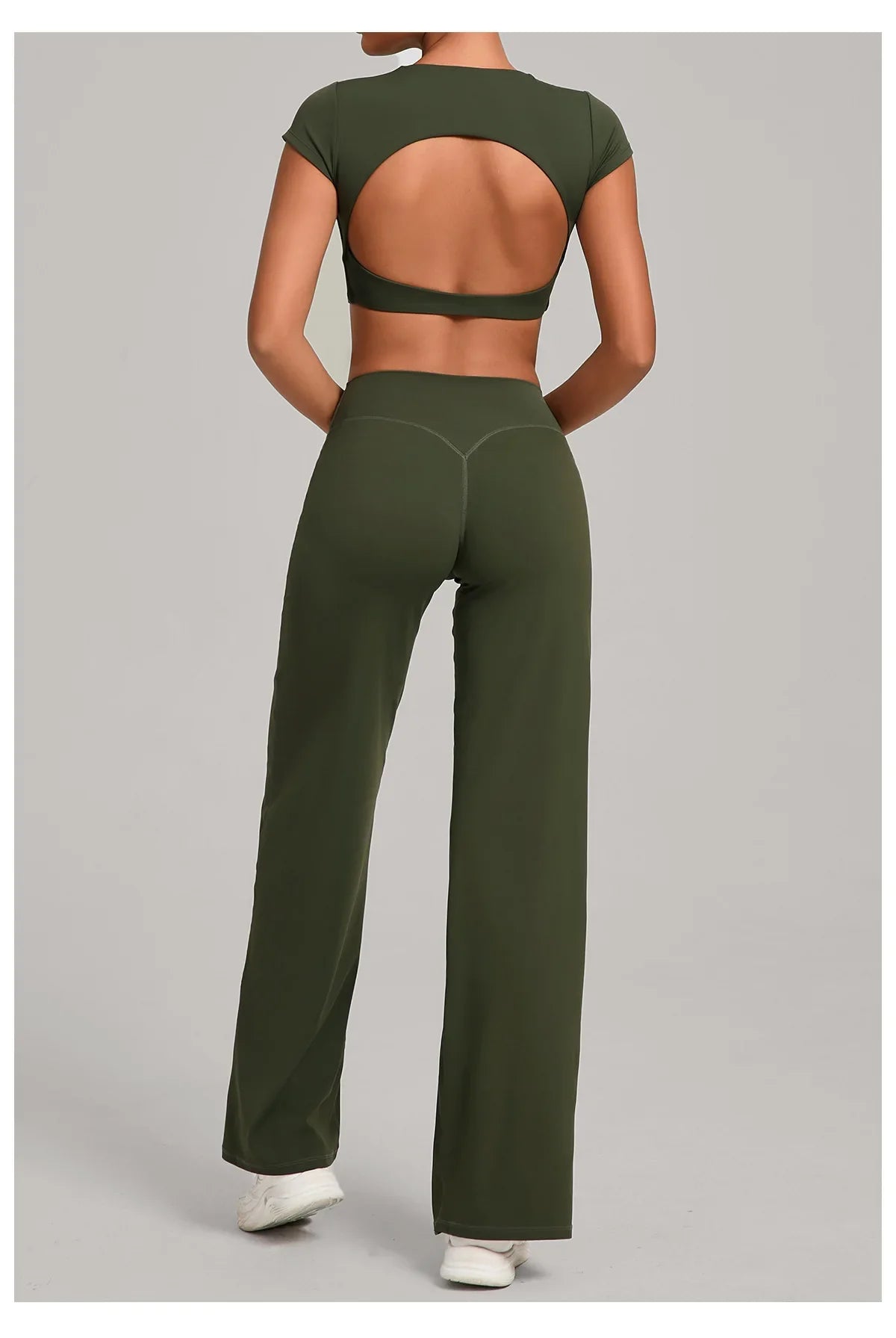 Tight-Fitting Backless Yoga Quick-Drying Straight-Leg Pants Sports Fitness Running Two-Piece Set for Women Gym Workout Yoga Suit