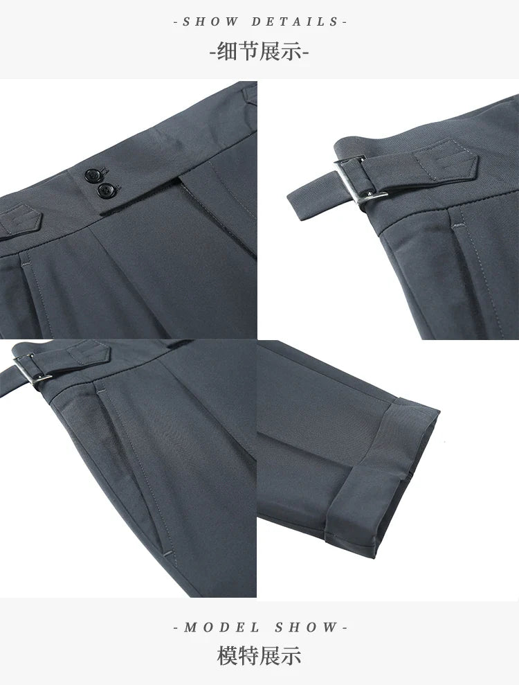 Men British Style Suits Pants New Male Solid High Waist Trousers High Quality Men Formal Slim Fit Business Casual Suit Pants
