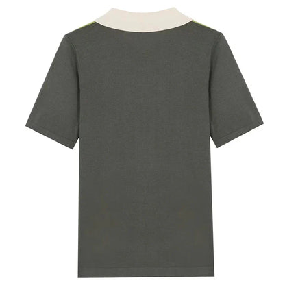 Summer Men's Clothing Luxury Knit Short Sleeve Polo Shirt Retro Button-down Patchwork Popular Fashion Business Leisure Knitwear