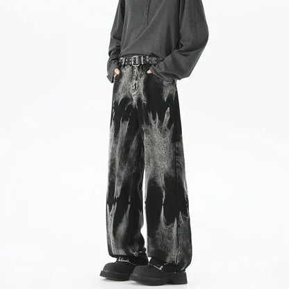Autumn Men's Baggy Wide Leg Men's Jeans High Street Style Dyed Denim Casual Straight Neutral Wind Baggy Jeans Fashion Versatile