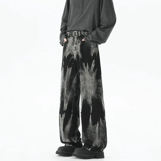 Autumn Men's Baggy Wide Leg Men's Jeans High Street Style Dyed Denim Casual Straight Neutral Wind Baggy Jeans Fashion Versatile