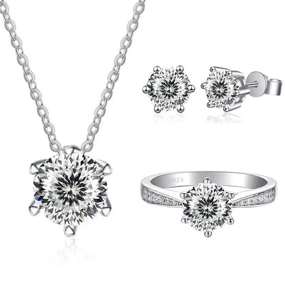 Moissanite Jewelry Set With 1CT D Color VVS 3EX moissanite stone pass diamond test Wedding Luxury Fine Jewelry gift