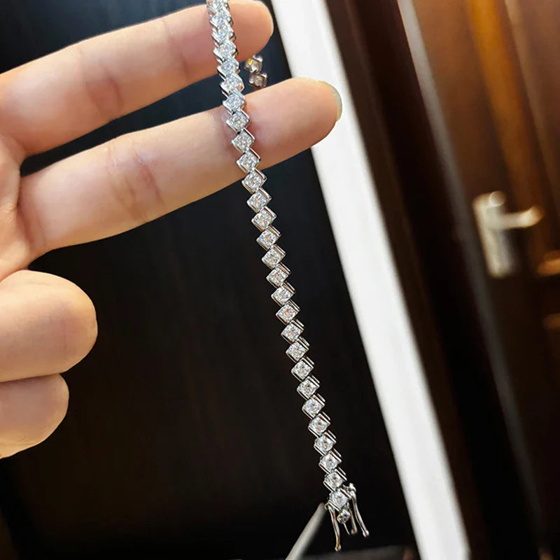 2025 Original Full Moissanite Tennis Bracelet for Woman Man 925 Silver Pass Diamond Tester Link Chain Bracelets 14-20cm