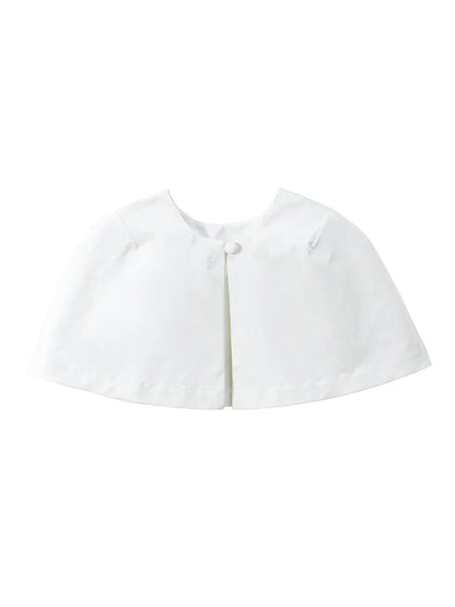 Elegant Black Turtleneck Cloak Tops Women Solid Short Sleeve Waist Cinching A-line Short Top 2026 Lady Spring Street Outwear