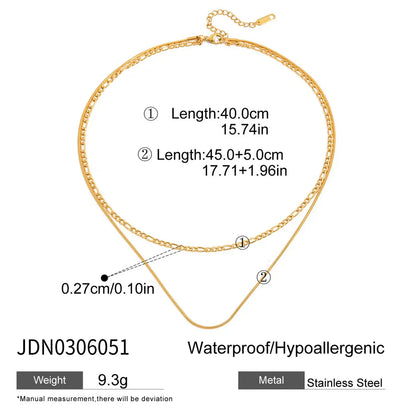 Simple Jewelry 18K Gold Plated Flat Snake Chain Layer Necklace Stainless Steel Snake Rope Chain Necklace Gift