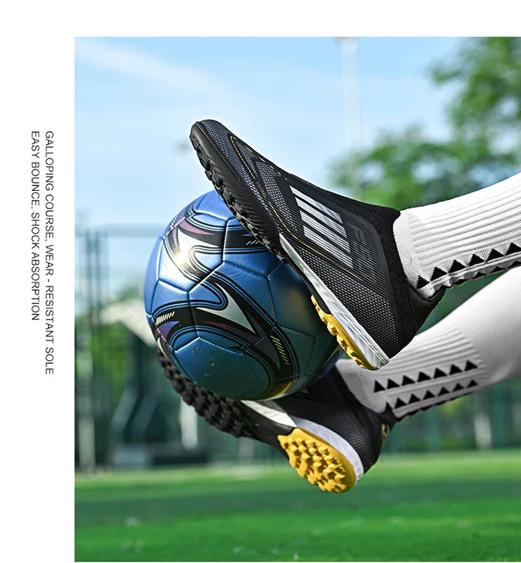 Without-Lace Mens Soccer Shoes f50 SLIP-ON Non-Slip Turf Soccer Cleats TF BOYS FG Training Football Boots Chuteira Campo 35-45