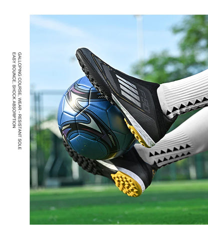 Without-Lace Mens Soccer Shoes f50 SLIP-ON Non-Slip Turf Soccer Cleats TF BOYS FG Training Football Boots Chuteira Campo 35-45