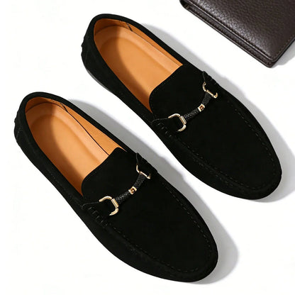 Classic Suede Leather Shoes Men Slip On Loafers Preppy Lightweight Breathable Wallking Driving Shoes Comfort Casual Men Sneakers