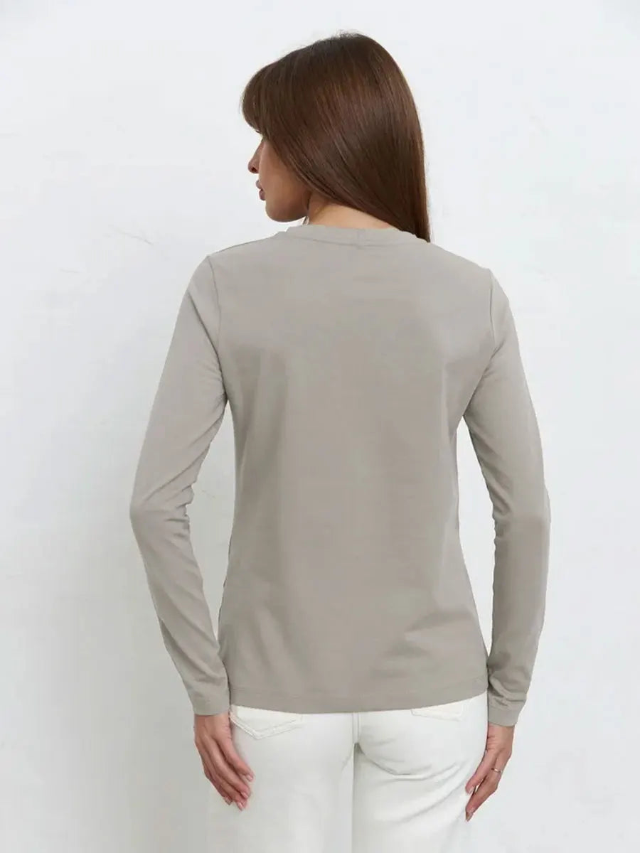 Women's Spring Autumn 100% Cotton T-shirt Bottoming Basic Solid Lady Long Sleeve Loose Tops Shirts Oversized T Shirt