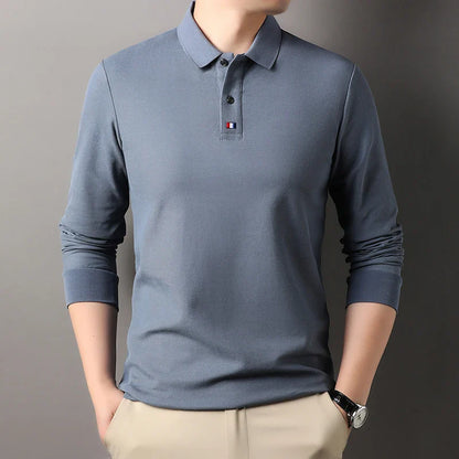 High end brand men's polo shirt long sleeved luxury fashion embroidered craft top 100% cotton 2024 Spring and Autumn new T-shirt