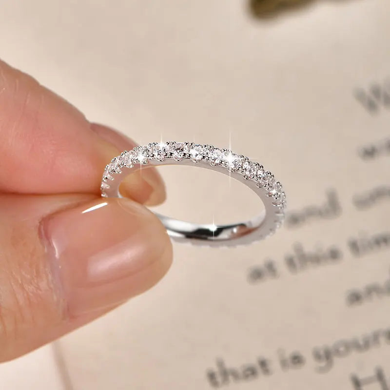 14k Gold Filled Full Eternity Ring Sparkling 2mm D Color Moissanite Stackable Band Finger Jewelry for Womem GRA Cerificate
