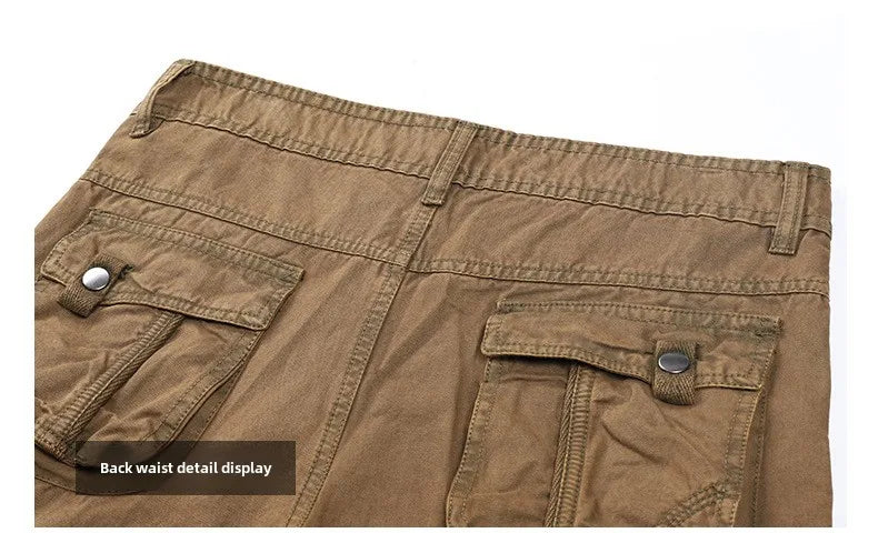 Four-season Pure Cotton Casual Pants Men's Work Pants Multi-pocket Straight Trousers