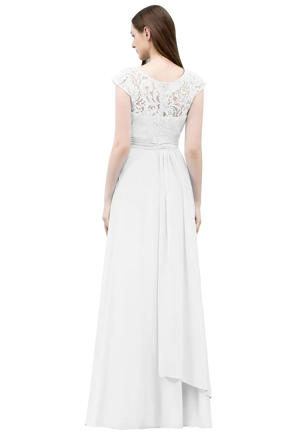 Light Blue Chiffon Long Bridesmaid Dresses Women 2024 Elegant Cap Sleeve Lace Formal Party Gowns Evening Prom