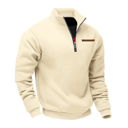 American autumn and winter heavy fleece long-sleeved men's sweater half zipper loose stand-up collar pullover men's sweater