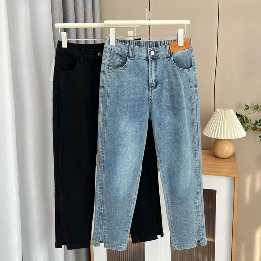 Women's Split Leg Opening Drainpipe Jeans