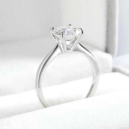 White Gold 2ct 100% Moissanite Engagement Ring for Women S925 Sterling Silver Lab Diamond Promise Wedding Band Jewelry