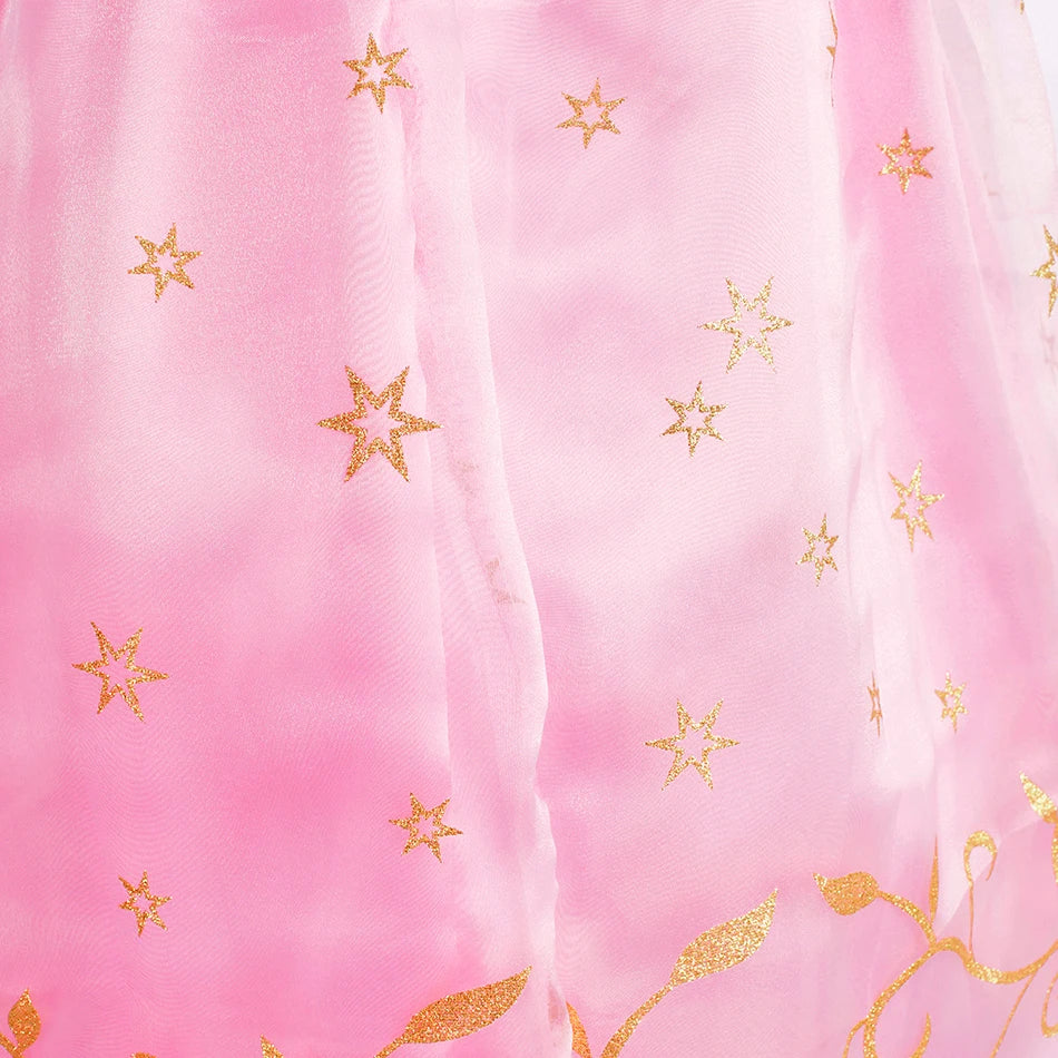 Baby Girl Party Ball Gown Girls Pink Dress Sets Child Christmas Clothes Kids Halloween Sleeping Beauty Aurora Princess Dresses