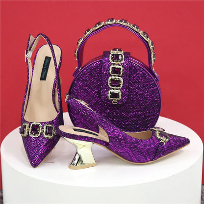 Ladies High Quality Women's Pumps And Bag Italian Fashion Design Dark Green Color Bag For Nigeria Wedding Party