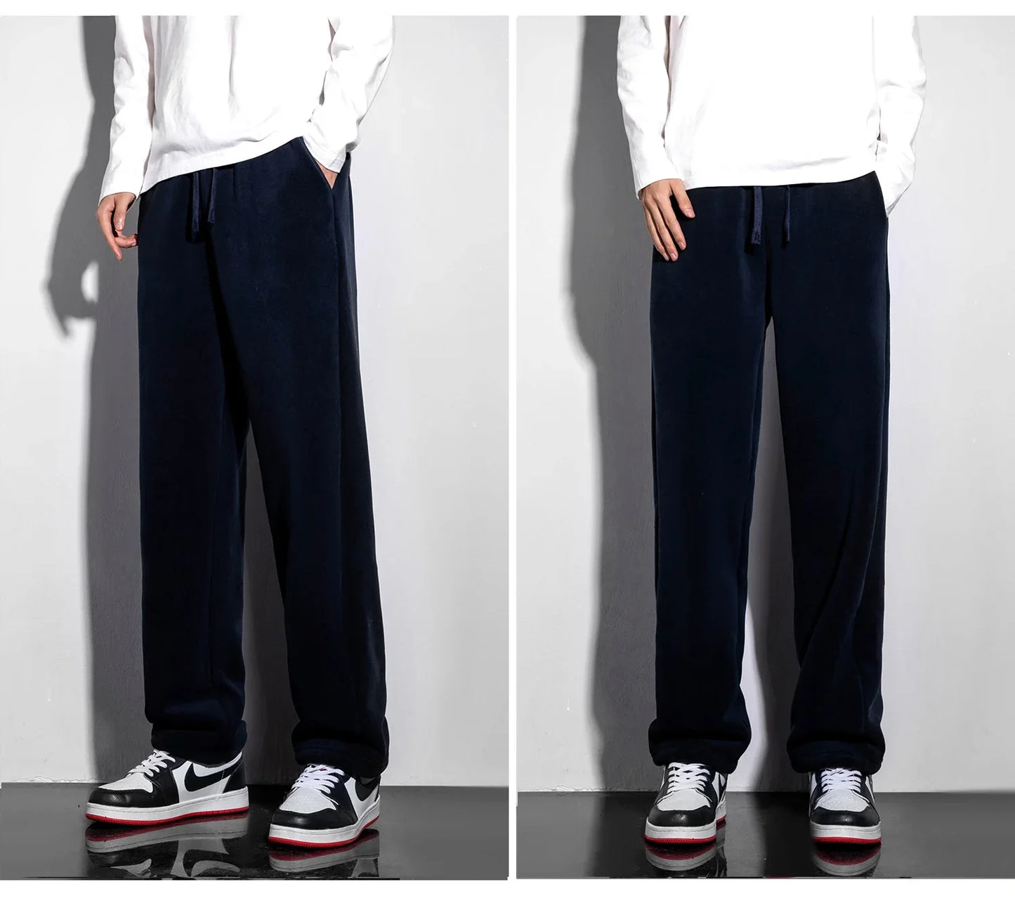 Unisex 2026 Winter New Oversize Pants Men Women Warm Fleece Liner Drawstring Trousers Casual Comfortable Gym Sweatpants