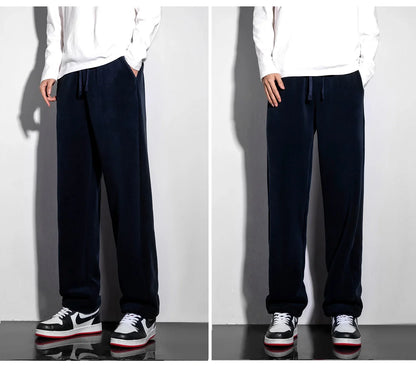 Unisex 2026 Winter New Oversize Pants Men Women Warm Fleece Liner Drawstring Trousers Casual Comfortable Gym Sweatpants